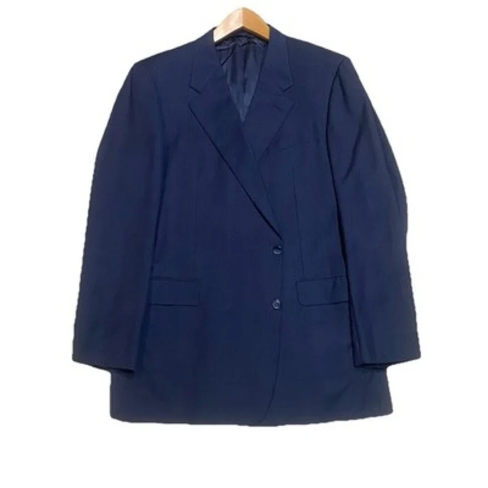 Vintage Loro Piana Hickey Freeman Men Blue Blazer 48XLG Tasmanian Super USA Wool
